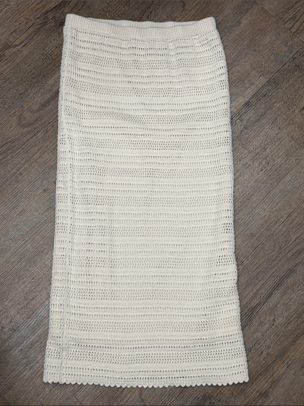Cream Crochet Knit boho Pencil Skirt - Women size large